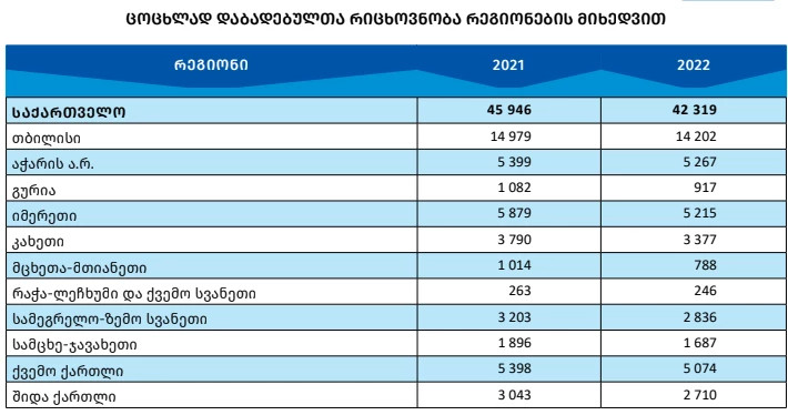2022 წელს საქართველოში შობადობა 7.9%-ით შემცირდა – საქსტატი