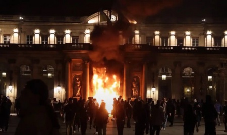 საფრანგეთში საპროტესტო აქციების დროს ქალაქ ბორდოს მერიის შენობას ცეცხლი წაუკიდეს