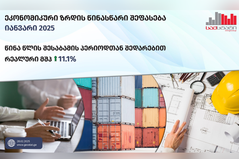 2025 წლის იანვარში საქართველოს ეკონომიკა 11,1%-ით გაიზარდა -საქსტატი