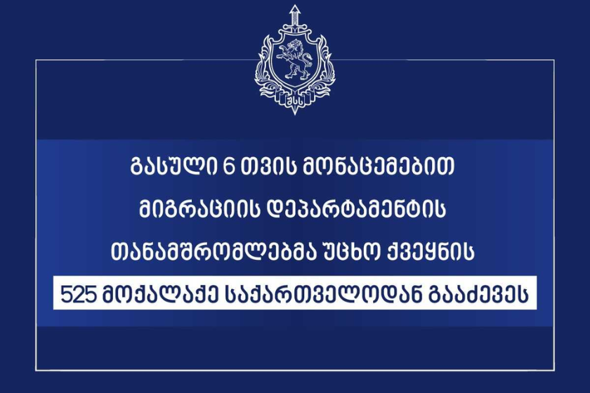მიგრაციის დეპარტამენტის თანამშრომლებმა უცხო ქვეყნის 41 მოქალაქე საქართველოდან გააძევეს