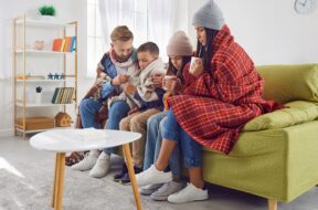 Family,Suffering,From,Cold,And,Flu,In,Winter.,Sick,Adults