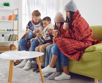Family,Suffering,From,Cold,And,Flu,In,Winter.,Sick,Adults