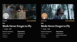 PSP-ს კამპანიის “ჩიტებს ფრენა არ ავიწყდებათ” კიდევ ერთი საერთაშორისო აღიარება – CLIO Awards-ის 2 ჯილდო მოიპოვა