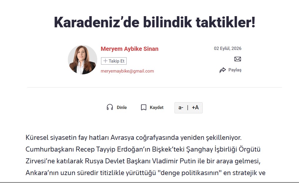 “ნაცნობი ტაქტიკა შავ ზღვაზე: რა სურს უკრაინას? – თურქეთს შეუძლია უკრაინის წინააღმდეგ მონტრეს კონვენცია გამოიყენოს”-Türkiye
